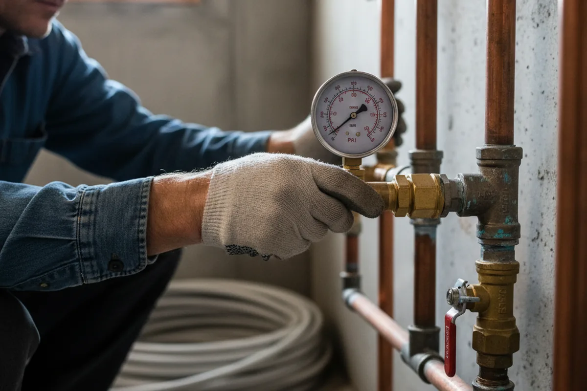 Pressure testing a repaired line during Water Line Repair in Rochester
